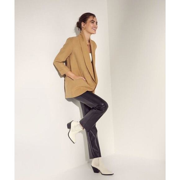 Aritzia Wilfred Chevalier Jacket Women M Linen Blend Open Front Dusty Denim Blue - Picture 16 of 16